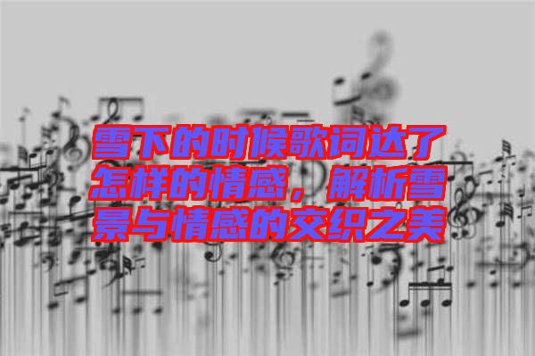 雪下的時候歌詞達了怎樣的情感，解析雪景與情感的交織之美
