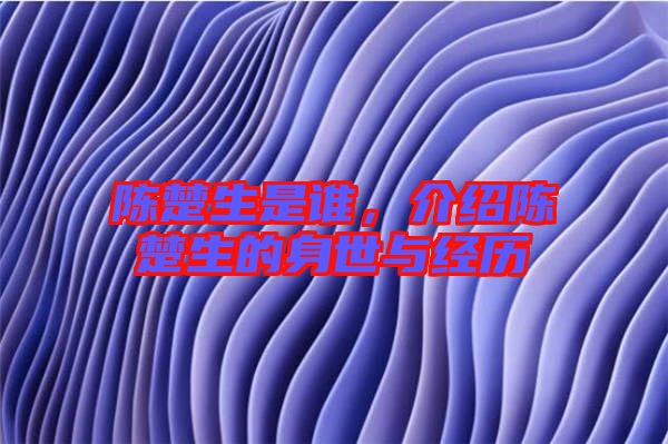 陳楚生是誰，介紹陳楚生的身世與經歷