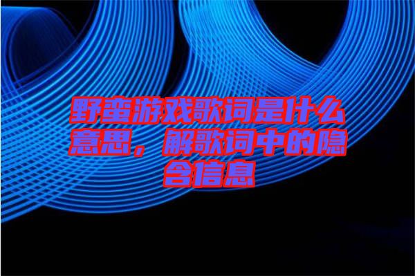 野蠻游戲歌詞是什么意思,解歌詞中的隱含信息